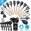 35Pcs Kitchen Cooking Utensils Set Spatula Set Baking Utensil Set Kitchen Accessories Necessities with Holder Egg Whisk Separator Tong Turner Spoons