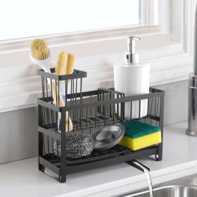 VEVOR Kitchen Sink Caddy Organizer, 2 Tier Sponge Holder for Kitchen Sink with High Brush Holder & Divider, Storage Rack with Rotatable Drainage Spou