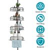 Space-Saving Floor-to-Ceiling Corner Shower Caddy with 4 Adjustable Shelves and Towel Bar - Rustproof Carbon Steel, No-Drill Easy Installation, Ideal